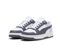 Sneaker PUMA "REBOUND SLAM LO JR", Mädchen, Gr. 37, grau (puma weiß, inky depths, light lavender), Synthetik, Schuhe Sneaker (72668557-37) puma weiß, inky depths, light lavender