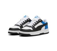 Sneaker PUMA "REBOUND SLAM LO JR", Mädchen, Gr. 38,5, schwarz-weiß (puma weiß, puma schwarz, puma team royal), Synthetik, Schuhe Sneaker (98445566-38,5) puma weiß, puma schwarz, puma team royal