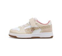 Sneaker PUMA "REBOUND SLAM LO WINTER SAFARI AC PS", Mädchen, Gr. 35, beige (silber fog, birch, puma weiß), Synthetik, Schuhe Sneaker (85799242-35) silber fog, birch, puma weiß