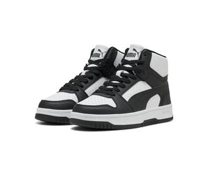 Sneaker PUMA "REBOUND SLAM MID JR", Mädchen, Gr. 38, schwarz-weiß (puma weiß, puma schwarz), Synthetik, Schuhe Sneaker (99229207-38) puma weiß, puma schwarz
