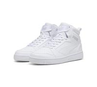 Sneaker PUMA "Rebound Sneakers Erwachsene", Damen, Gr. 39, weiß (weiß cool light gray), Obermaterial: Synthetik; Futter: Textil; Innensohle: Keine Angabe, Textil; Laufsohle: Gummi, Schuhe Sneaker (761