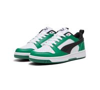 Sneaker PUMA "REBOUND V6 LO JR", Mädchen, Gr. 38,5, grün (puma weiß, puma schwarz, archive grün), Synthetik, Schuhe Sneaker, mit Schnürverschluss, dämpfendes Fußbett, aus Synthetik (19094930-38,5) pum