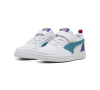 PUMA Rebound V6 Low Run Fun Sneakers Kinder, Schuhe, Weiß/Tropical Blau/Clyde Royal, 31 White