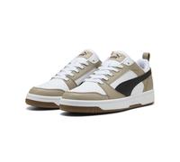 Sneaker PUMA "Rebound V6 Low Sneakers Erwachsene", Damen, Gr. 36, schwarz-weiß (weiß schwarz ice coffee beige), Obermaterial: Synthetik, Leder; Futter: Textil; Innensohle: Textil; Laufsohle: Gummi, Sc