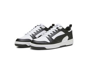 Sneaker PUMA "Rebound V6 Low Sneakers Erwachsene", Damen, Gr. 42.5, schwarz-weiß (weiß schwarz), Obermaterial: Textil, Synthetik. Futter: Textil. Innensohle: Textil. Laufsohle: Gummi, Schuhe Sneaker (