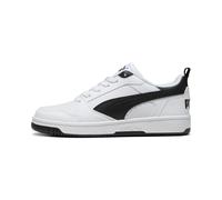 Sneaker PUMA "Rebound V6 Low Sneakers Jugendliche", Kinder, Gr. 35,5, schwarz-weiß (weiß schwarz transparent), Obermaterial: Synthetik, Textil. Futter: Textil. Innensohle: Textil, Keine Angabe. Laufso