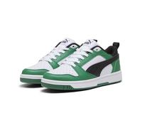 Sneaker PUMA "Rebound V6 Low Sneakers Jugendliche", Kinder, Gr. 36, bunt (weiß schwarz archive grün), Obermaterial: Synthetik, Textil. Futter: Textil. Innensohle: Textil, Keine Angabe. Laufsohle: Gumm