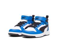 Puma Unisex Kids Puma Rebound V6 Mid Ac+ Ps Sneakers, Puma White-Puma Black-Racing Blue, 31 EU