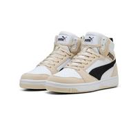 Sneaker PUMA "REBOUND V6 SD", Herren, Gr. 38, alpine snow, puma schwarz, puma weiß, Leder, mehrfarbig, Schuhe Sneaker, knöchelhoher Schnitt, mit Schnürverschluss (39252128-38) alpine snow, puma schwar