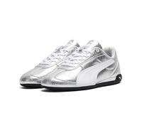 Sneaker PUMA "Replicatch Metallic Whisper Sneakers Damen", Damen, Gr. 37,5, silber weiß metallic, Obermaterial: Textil, Synthetik; Futter: Textil; Innensohle: Textil; Laufsohle: Gummi, Schuhe Sneaker 