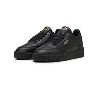 Sneaker PUMA "SHUFFLE DOWNTOWN", Damen, Gr. 46, schwarz (puma schwarz, puma schwarz, puma gold), Synthetik, Schuhe Sneaker, leicht profilierte Gummilaufsohle, Schnürverschluss (45669505-46) puma schwa