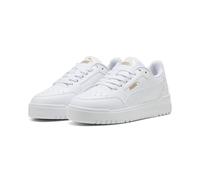 Sneaker PUMA "Shuffle Downtown Low Sneakers Jugendliche", Jungen, Gr. 38, weiß (weiß gold), Obermaterial: Synthetik, Textil. Futter: Textil. Innensohle: Textil. Laufsohle: Gummi, Schuhe Sneaker (58450