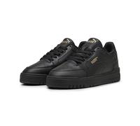 Sneaker PUMA "Shuffle Downtown Sneakers Erwachsene", Herren, Gr. 36, schwarz (schwarz gold), Obermaterial: Synthetik, Textil. Futter: Textil. Innensohle: Textil. Laufsohle: Gummi, Schuhe Sneaker (5437