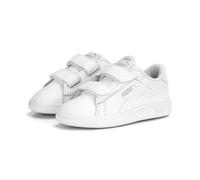 Sneaker PUMA "Smash 3.0 Sneakers Kinder", Kinder, Gr. 27, weiß (weiß cool light gray), Obermaterial: Kuhleder, Textil, Synthetik, Leder; Futter: Textil; Innensohle: Textil; Laufsohle: Gummi, Schuhe Sn