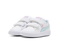 Sneaker PUMA "SMASH 30 FADED GLOW V INF", Mädchen, Gr. 24, weiß (puma weiß, aqua glow), Synthetik, Schuhe Sneaker (39024438-24) puma weiß, aqua glow