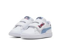 Sneaker PUMA "SMASH 30 RACING CREW V INF", Mädchen, Gr. 24, weiß (puma weiß, chambray blau), Synthetik, Schuhe Sneaker (11061705-24) puma weiß, chambray blau