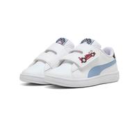 Sneaker PUMA "SMASH 30 RACING CREW V PS", Mädchen, Gr. 28, blau (puma weiß, chambray blau), Synthetik, Schuhe Sneaker (62415501-28) puma weiß, chambray blau