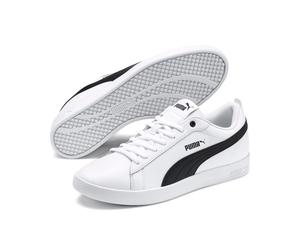 Sneaker PUMA "SMASH WNS V2 L", Damen, Gr. 40,5, schwarz-weiß (puma weiß, puma schwarz), Leder, unifarben mit Farbeinsatz, Schuhe Skaterschuh Sneaker low Retrosneaker, aus Leder und Synthetik, atmungsa
