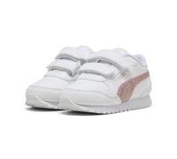 Sneaker PUMA "ST Runner v4 Glitter Sneakers Mädchen", Damen, Gr. 21, weiß (weiß copper rose mauve metallic pink), Obermaterial: Synthetik; Futter: Textil; Innensohle: Textil; Laufsohle: Gummi, Schuhe