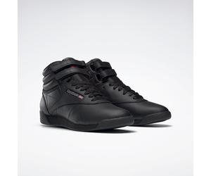 Sneaker REEBOK CLASSIC "Freestyle Hi", Damen, Gr. 38, schwarz (int, schwarz), Leder, Schuhe Sneaker (681608-38) int, schwarz