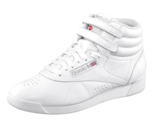 Sneaker REEBOK CLASSIC "Freestyle Hi", Damen, Gr. 40, weiß (int, weiß, silber), Leder, Schuhe Sneaker (631283-40) int, weiß, silber