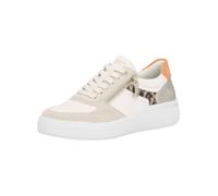 Plateausneaker REMONTE, Damen, Gr. 38, creme, natur, orange, Leder, Lederimitat, kontrastfarbene Details, Schuhe Plateausneaker, Schnürschuh, Halbschuh, Freizeitsneaker mit Schaftrandpolsterung (40215