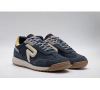 Sneaker REPLAY, Herren, Gr. 42, navy, weiß, gelb, Leder, Lederimitat, Textil, kontrastfarbene Details, Schuhe Sneaker, Schnürschuh, Halbschuh, Freizeitschuh mit gepolstertem Schaftrand (77651260-42)