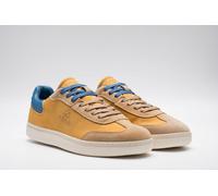 Sneaker REPLAY, Herren, Gr. 43, beige (gelb, blau), Leder, Lederimitat, Textil, kontrastfarbene Details, Schuhe Sneaker, Halbschuh, Schnürschuh, Casual-Sneaker mit gepolstertem Schaftrand (29549013-43