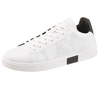 Sneaker REPLAY, Herren, Gr. 43, weiß, schwarz, Lederimitat, kontrastfarbene Details, Schuhe Sneaker, Freizeitschuh, Halbschuh, Schnürschuh mit gepolstertem Schaftrand (17334304-43) weiß, schwarz