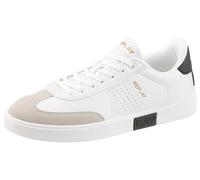 Sneaker REPLAY, Herren, Gr. 45, weiß, schwarz, Lederimitat, Velourslederimitat, kontrastfarbene Details, Schuhe Sneaker, Halbschuh, Schnürschuh, Freizeitsneaker mit gepolstertem Schaftrand (49139010-4