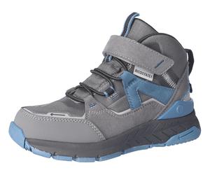 Sneaker RICOSTA "Blaze", Mädchen, Gr. 28, blau (grau, blau), Lederimitat, Textil, Schuhe Sneaker, Klettschuh mit TEX-Ausstattung, Größenschablone zum Download (77943159-28) grau, blau