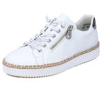 Sneaker RIEKER, Damen, Gr. 36, weiß, Lederimitat, Schuhe, mit modischer Ziernaht, Freizeitschuh, Halbschuh, Schnürschuh (31997900-36) weiß