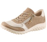 Sneaker RIEKER, Damen, Gr. 37, beige (taupe, creme), Lederimitat, Schuhe Sneaker, Schnürschuh, Halbschuh, Keilsneaker mit Reißverschluss (36679619-37) taupe, creme