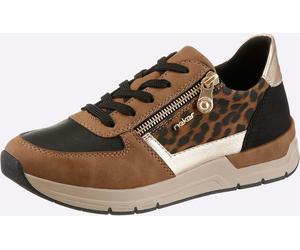 Sneaker RIEKER, Damen, Gr. 37, braun (schwarz, goldfarben), Lederimitat, Schuhe Sneaker (70134153-37) schwarz, goldfarben