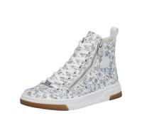 Sneaker RIEKER, Damen, Gr. 37, weiß multicolor, Lederimitat, geblümt, Schuhe Sneaker, High Top-Sneaker, Freizeitschuh, Schnürschuh mit Plateausohle (65388531-37) weiß multicolor