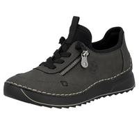 Sneaker RIEKER Gr. 38, grau (grau, schwarz) Damen Schuhe Schnürhalbschuh mit Kontrastnaht (75206740-38)