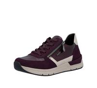 Sneaker RIEKER, Damen, Gr. 38, lila (rot kombiniert), Lederimitat, Textil, Schuhe Sneaker, Freizeitschuh, Schnürschuh, Halbschuh mit modischen Akzenten (38143454-38) rot kombiniert