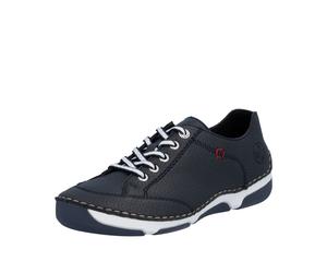 Sneaker RIEKER, Damen, Gr. 39, blau (dunkelblau), Glattleder, Schuhe Sneaker, Halbschuh, Freizeitschuh, Schnürschuh mit Rahmennaht (43474320-39) dunkelblau
