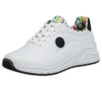 Sneaker RIEKER, Damen, Gr. 39, weiß (weiß, schwarz), Lederimitat, unifarben mit Farbeinsatz, Schuhe Sneaker, mit MemoSoft-Innensohle, Freizeitschuh, Halbschuh, Schnürschuh (83840617-39)