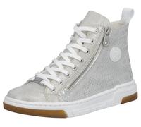 Sneaker RIEKER, Damen, Gr. 40, grau (grau, silberfarben), Lederimitat, bedruckt, Schuhe Sneaker, High Top-Sneaker, Freizeitschuh, Schnürschuh mit Plateausohle (86041542-40) grau, silberfarben