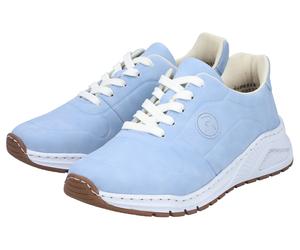 Sneaker RIEKER, Damen, Gr. 40, hellblau, Nubuklederimitat, unifarben, Schuhe Sneaker, mit MemoSoft-Innensohle, Freizeitschuh, Halbschuh, Schnürschuh (22567804-40) hellblau