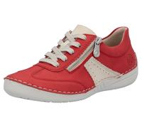Sneaker RIEKER, Damen, Gr. 40, rot (rot, beige), Lederimitat, kontrastfarbene Details, Schuhe Sneaker, Halbschuh, Freizeitschuh, Schnürschuh mit Reißverschluss (51464517-40)