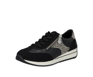 Sneaker RIEKER, Damen, Gr. 41, schwarz kombiniert, Lederimitat, kontrastfarbene Details, Basic, Schuhe Sneaker, Schnürschuh, Halbschuh, Freizeitsneaker mit Kontrastdetails (45027409-41) schwarz kombin