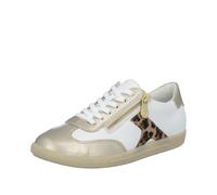 Sneaker RIEKER, Damen, Gr. 41, weiß, goldfarben, leo, Lederimitat, kontrastfarbene Details, metallic, Schuhe Sneaker, Halbschuh, Freizeitschuh, Schnürschuh mit Reißverschluss (58680700-41) weiß, goldf