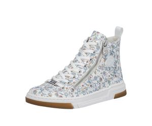 Sneaker RIEKER, Damen, Gr. 41, weiß multicolor, Lederimitat, geblümt, Schuhe Sneaker, High Top-Sneaker, Freizeitschuh, Schnürschuh mit Plateausohle (65388531-41) weiß multicolor