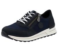 Sneaker RIEKER, Damen, Gr. 42, blau (nachtblau), Lederimitat, Textil, Schuhe Sneaker, Freizeitschuh, Halbschuh, Schnürschuh im Materialmix (67361313-42) nachtblau
