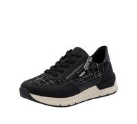 Sneaker RIEKER, Damen, Gr. 42, schwarz, Lederimitat, Textil, Schuhe Sneaker, Freizeitschuh, Schnürschuh, Halbschuh mit modischen Akzenten (98442753-42) schwarz