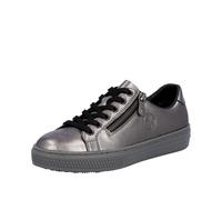 Sneaker RIEKER, Damen, Gr. 42, silber (silberfarben), Leder, metallic, Schuhe Sneaker, mit Memosoft-Innensohle, Freizeitschuh, Halbschuh, Schnürschuh (88280239-42)