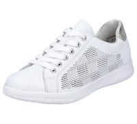 Sneaker RIEKER, Damen, Gr. 42, silber (weiß, silberfarben), Leder, Schuhe Sneaker, herausnehmbarer Textileinlage, Freizeitschuh, Halbschuh, Schnürschuh (89370143-42) weiß, silberfarben