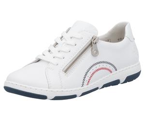 Sneaker RIEKER, Damen, Gr. 42, weiß, Leder, Schuhe Sneaker, Schnürschuh, Halbschuh, Freizeitschuh mit weichem Schaftrand, Topseller (85424113-42)
